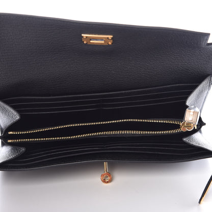 Hermes Chevre Mysore Kelly Longue Wallet Black 5 of 8