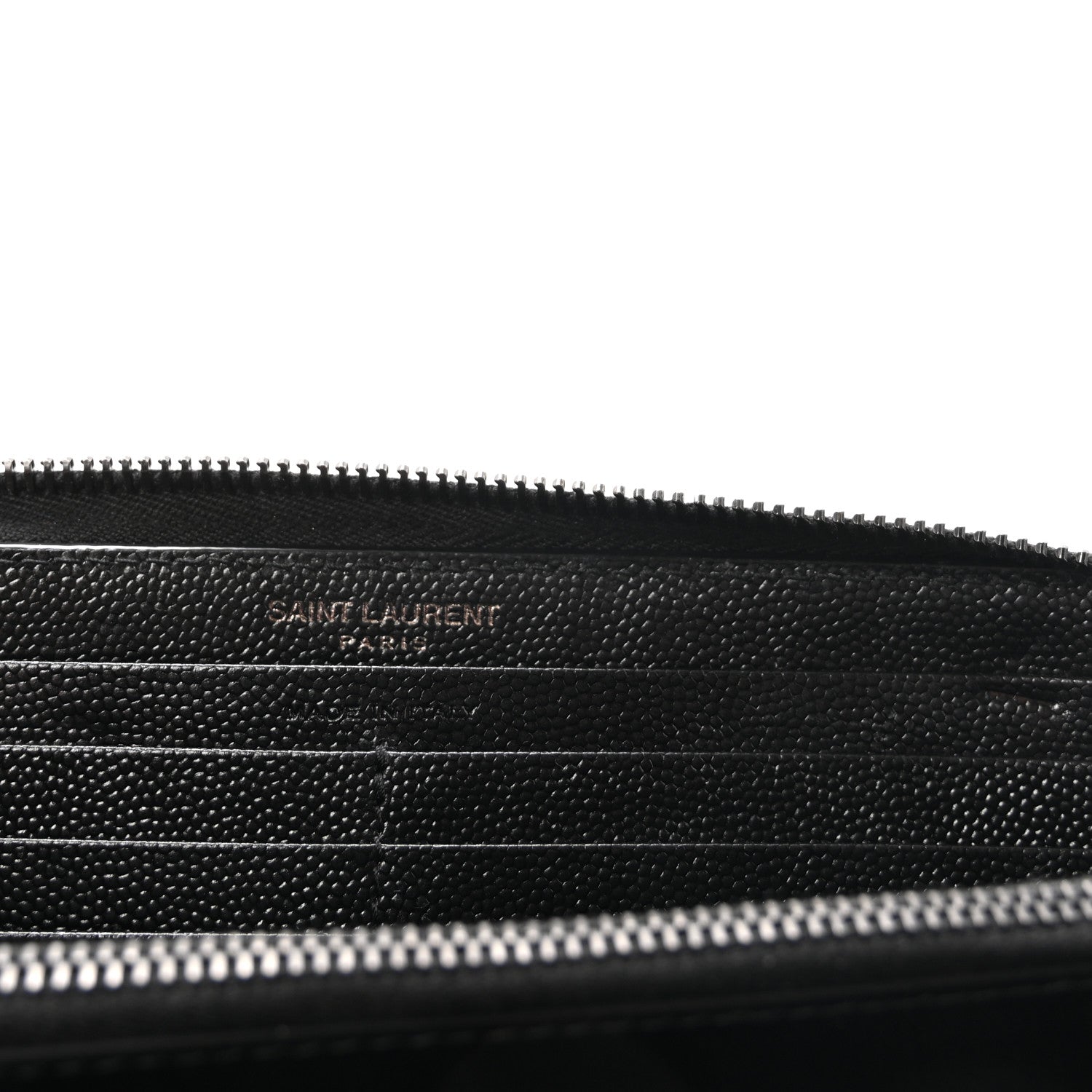 Saint Laurent Grain De Poudre Matelasse Chevron Monogram Monochrome Zip Around Wallet Black 6 of 6