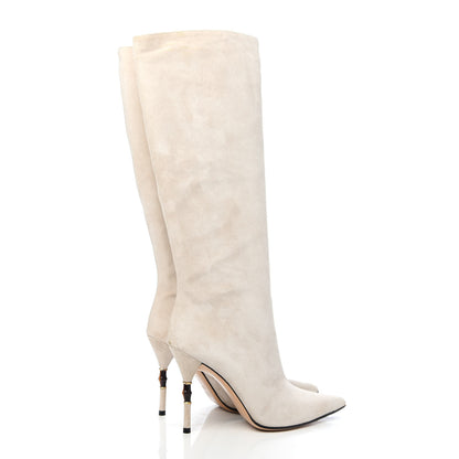 Gucci Suede Bamboo Knee High Boot 37.5 Off White 5 of 8