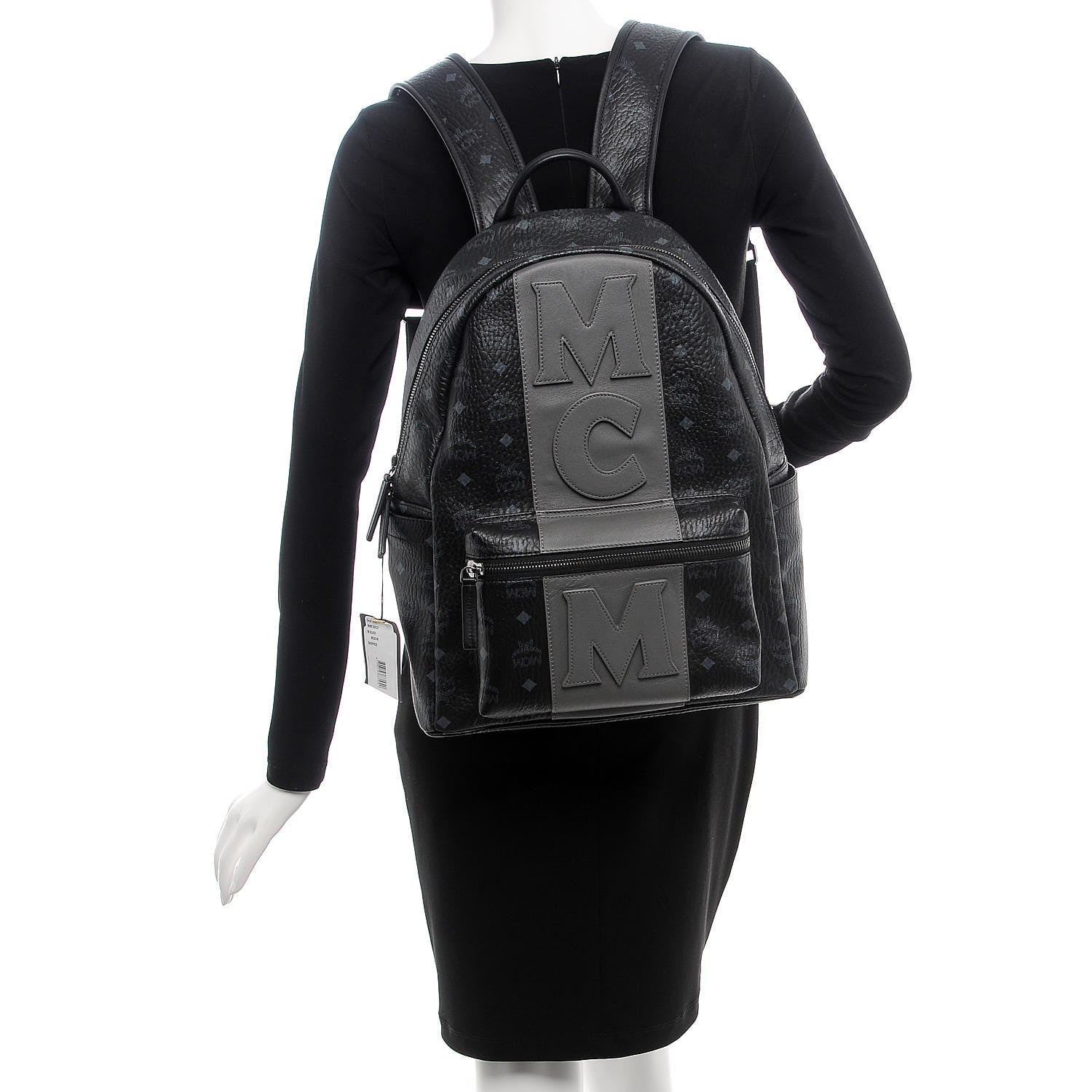 MCM Visetos Medium Stark Logo Stripe Backpack Black 2 of 11