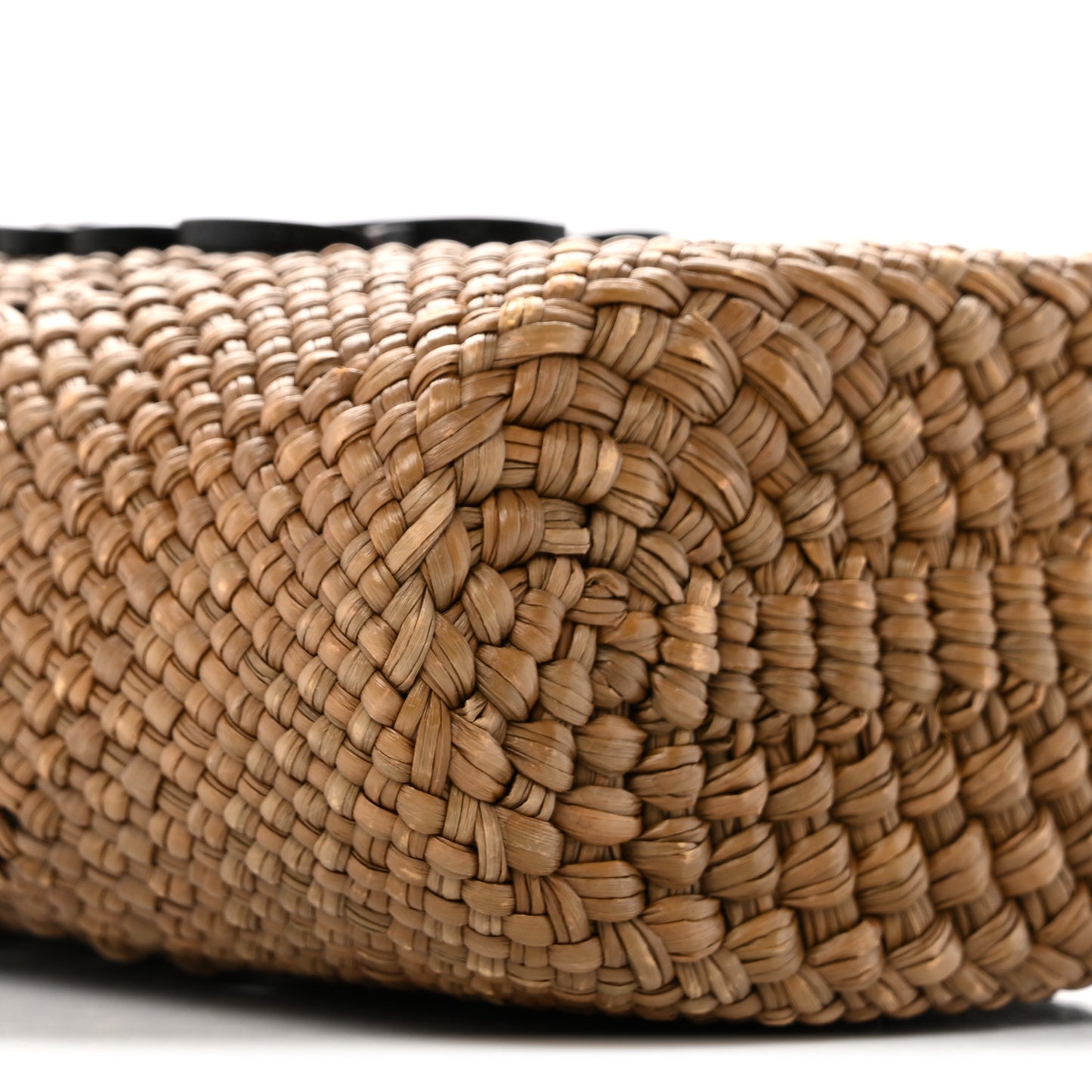 Iraca Palm Calfskin Anagram Square Pocket Bucket Bag Natural Brown