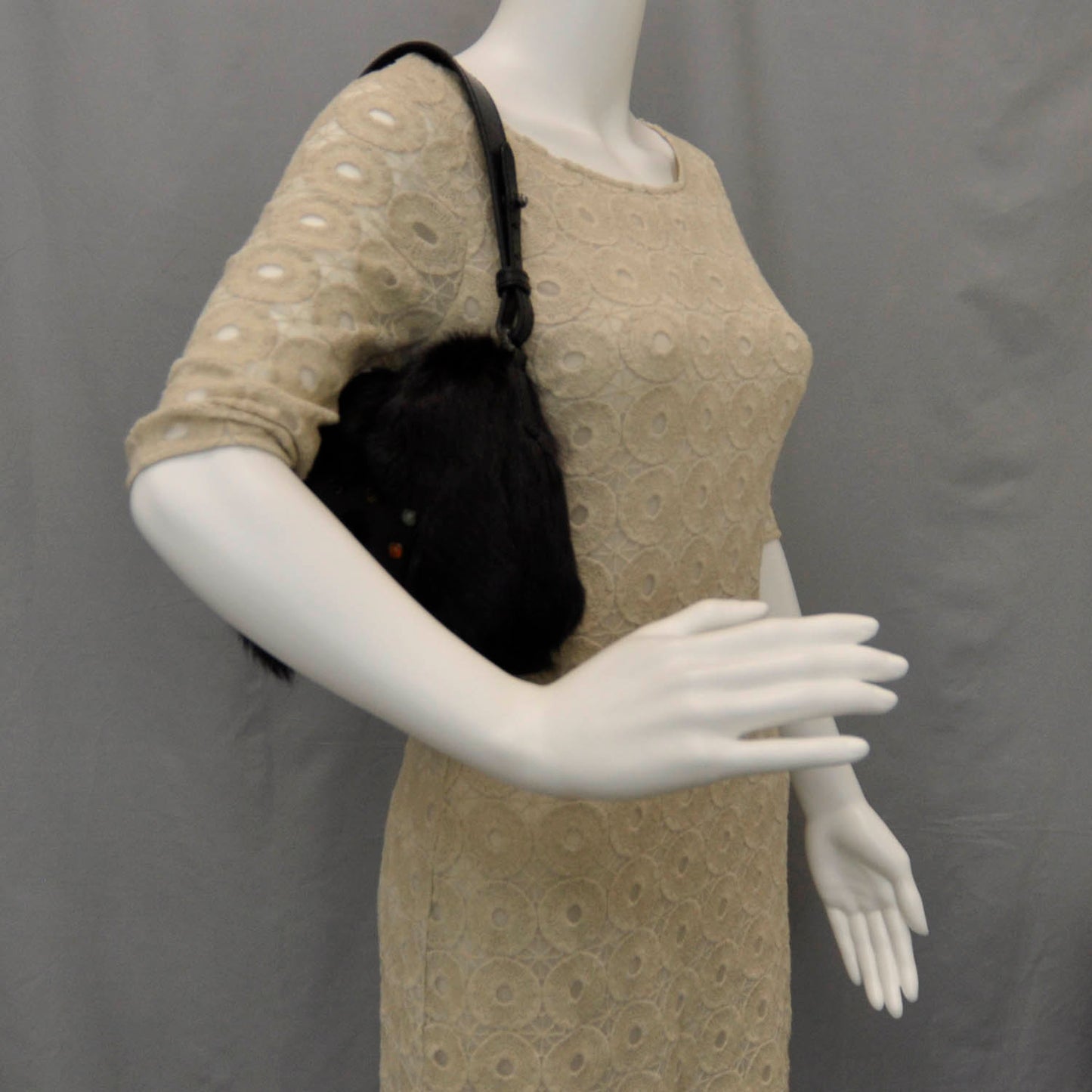 Fur Shoulder Bag Black