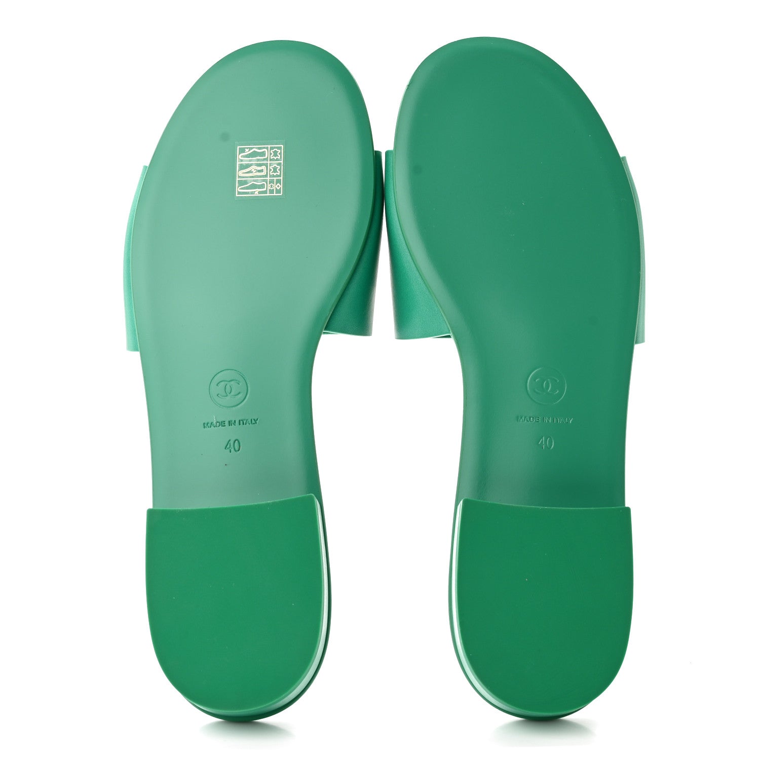 Chanel Calfskin Patent Calfskin Logo Mules 40 Green White 5 of 11