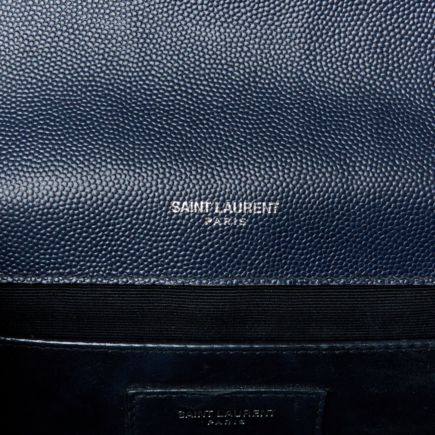 Saint Laurent Grain De Poudre Textured Mixed Matelasse Triquilt Medium Monogram Satchel Deep Marine 6 of 11