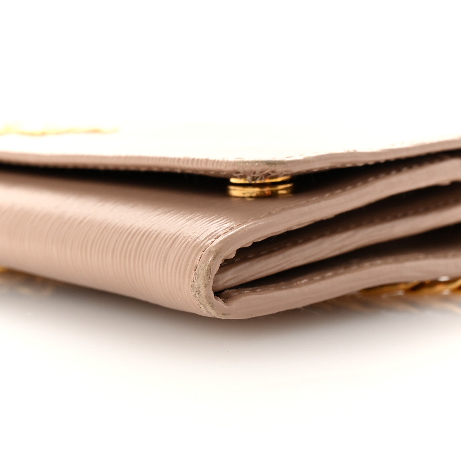 Prada Vitello Move Metal Oro Chain Wallet Cipria 9 of 9