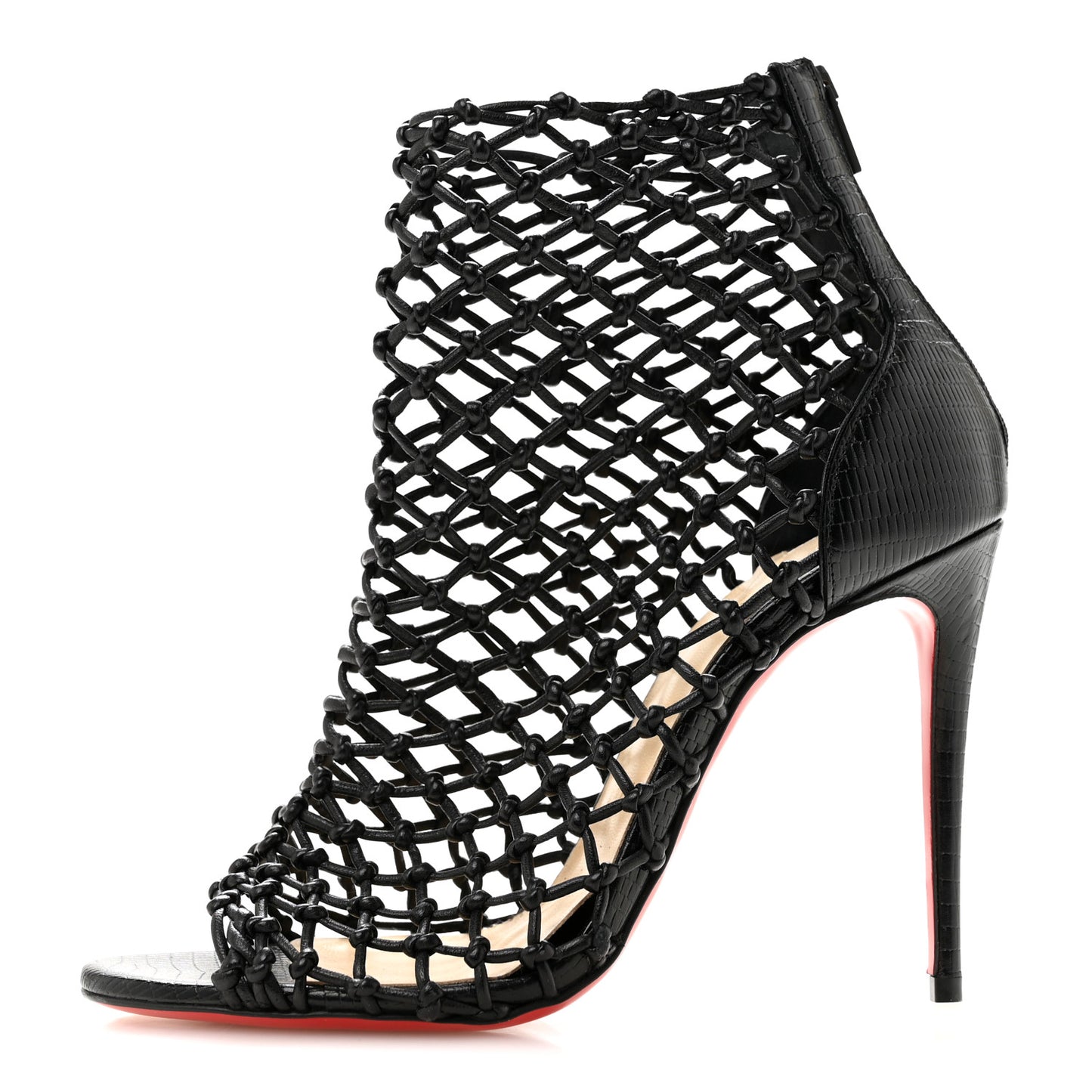 Nappa Lizard Embossed Corfou 100 Heel Sandals 36 Black
