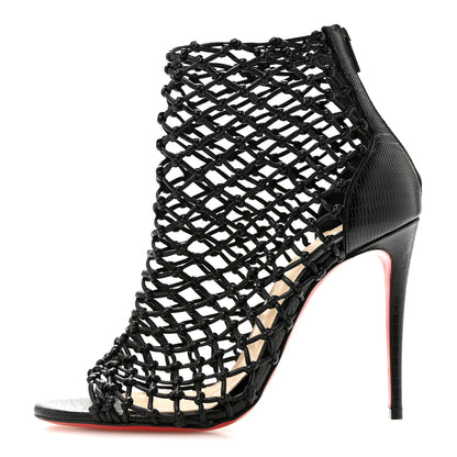 Christian Louboutin Nappa Lizard Embossed Corfou 100 Heel Sandals 36 Black 1 of 8
