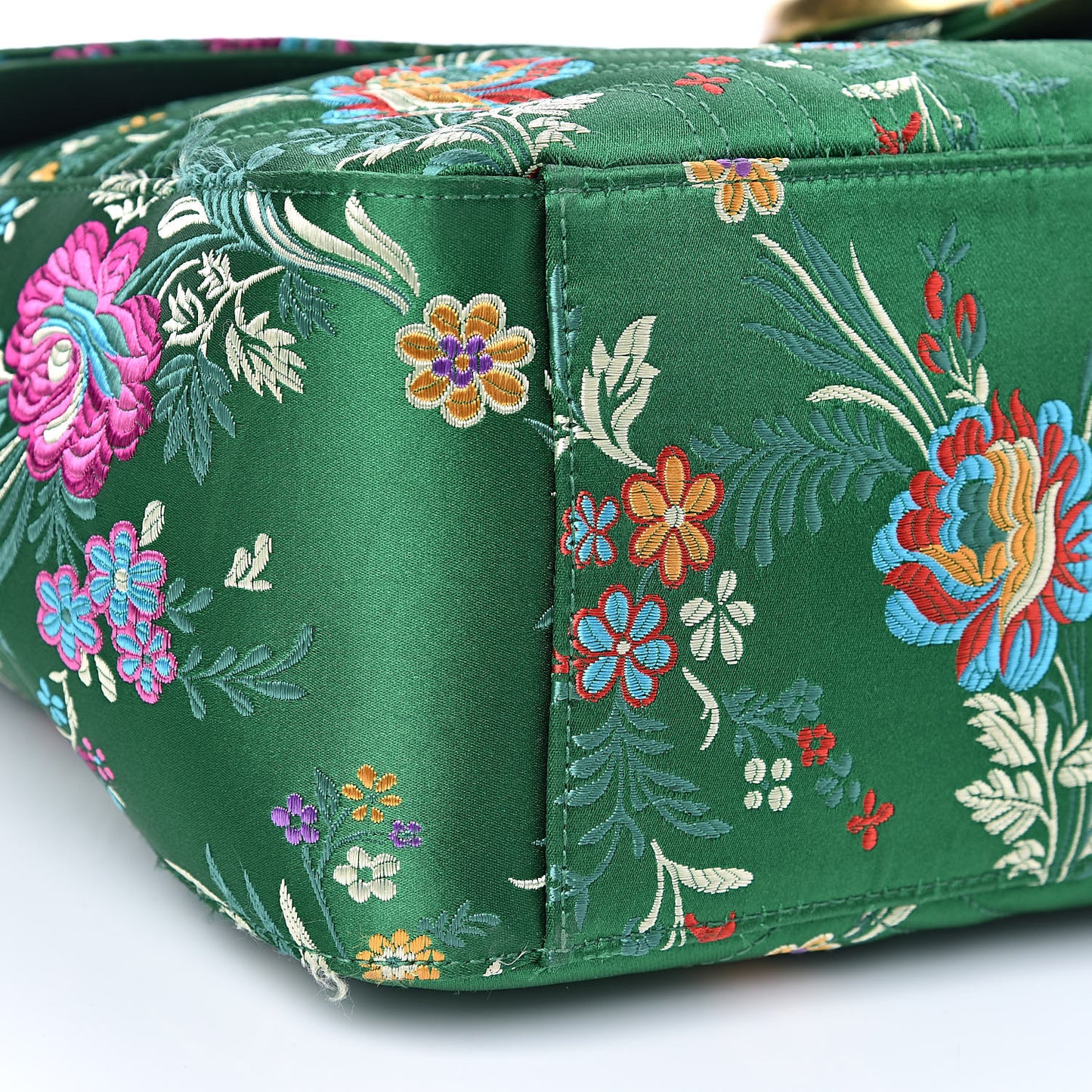 Jacquard Matelasse Floral Maxi GG Marmont Top Handle Shoulder Bag Green Multicolor