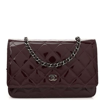 Chanel Patent Quilted Wallet On Chain WOC Purple 1 of 12