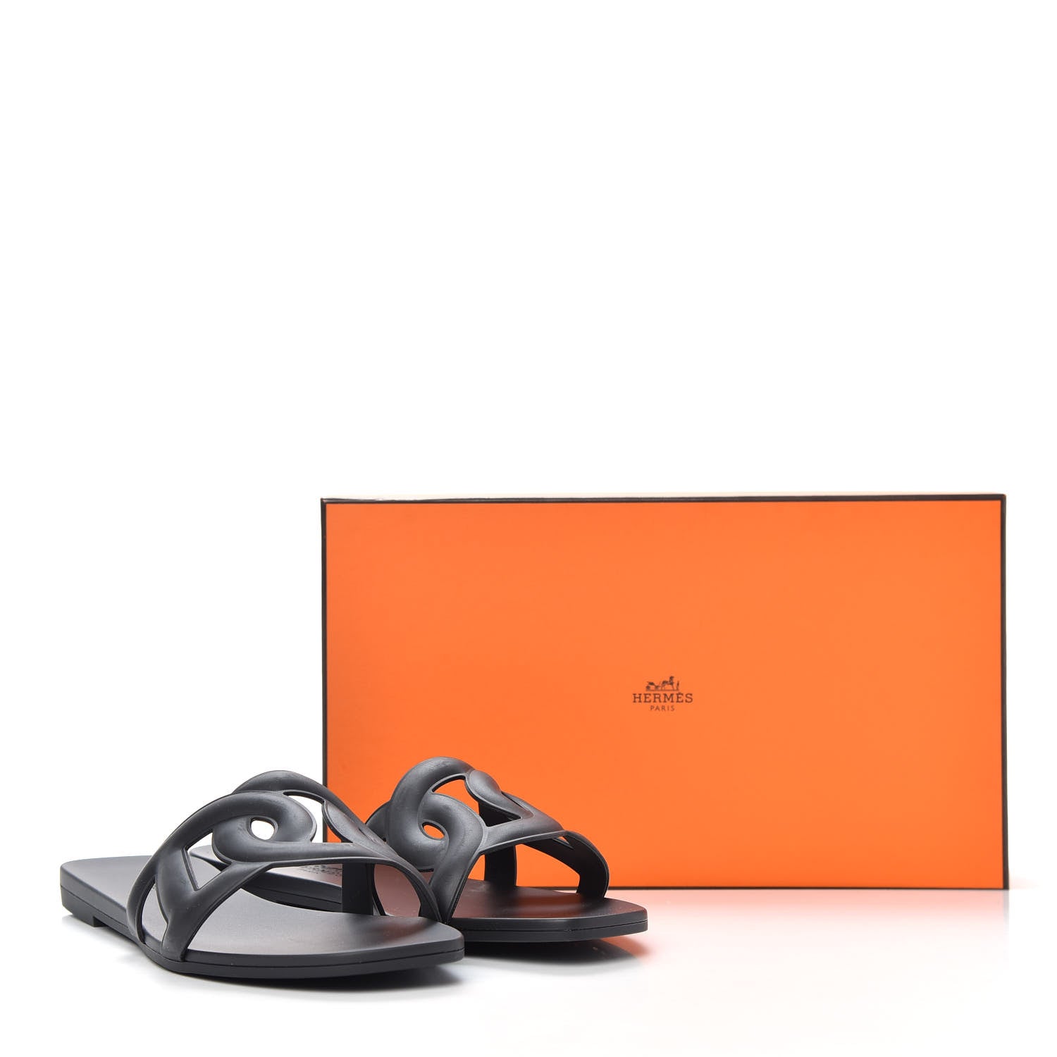 Hermes Rubber Aloha Sandals 38 Black 11 of 11