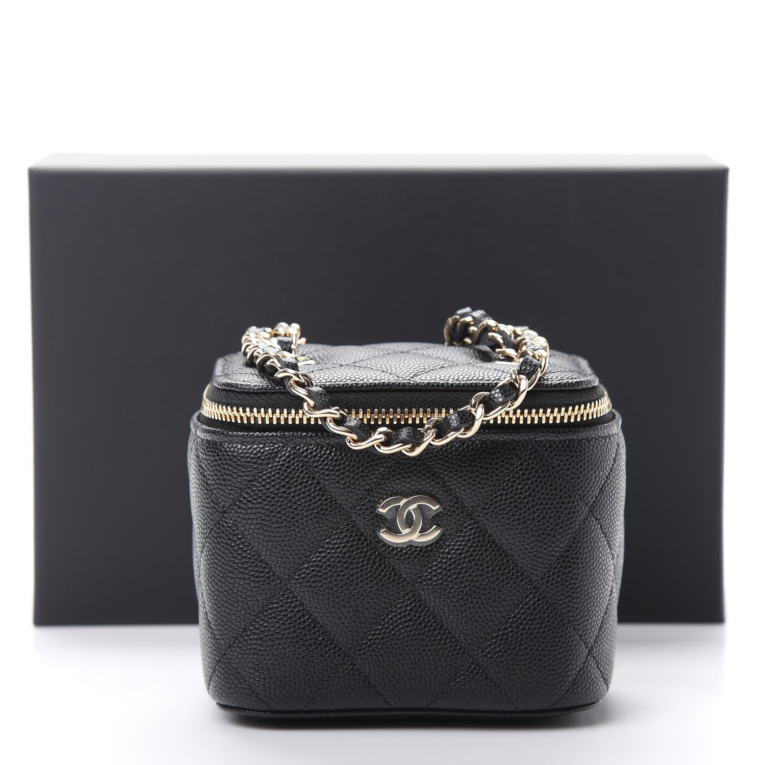 Chanel Caviar Quilted Mini Vanity Case With Chain Black 11 of 11