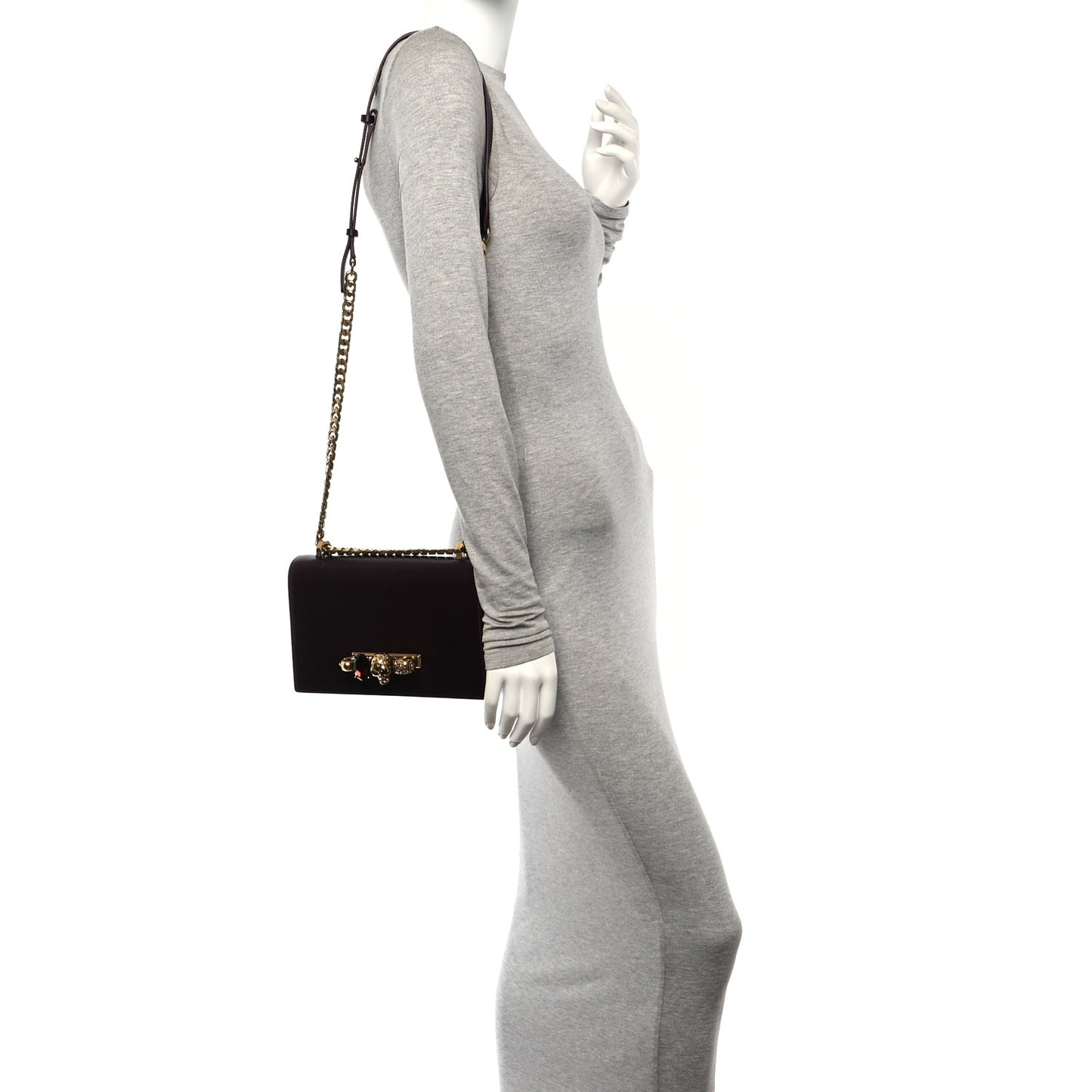 Calfskin Knuckle Shoulder Bag Burgundy