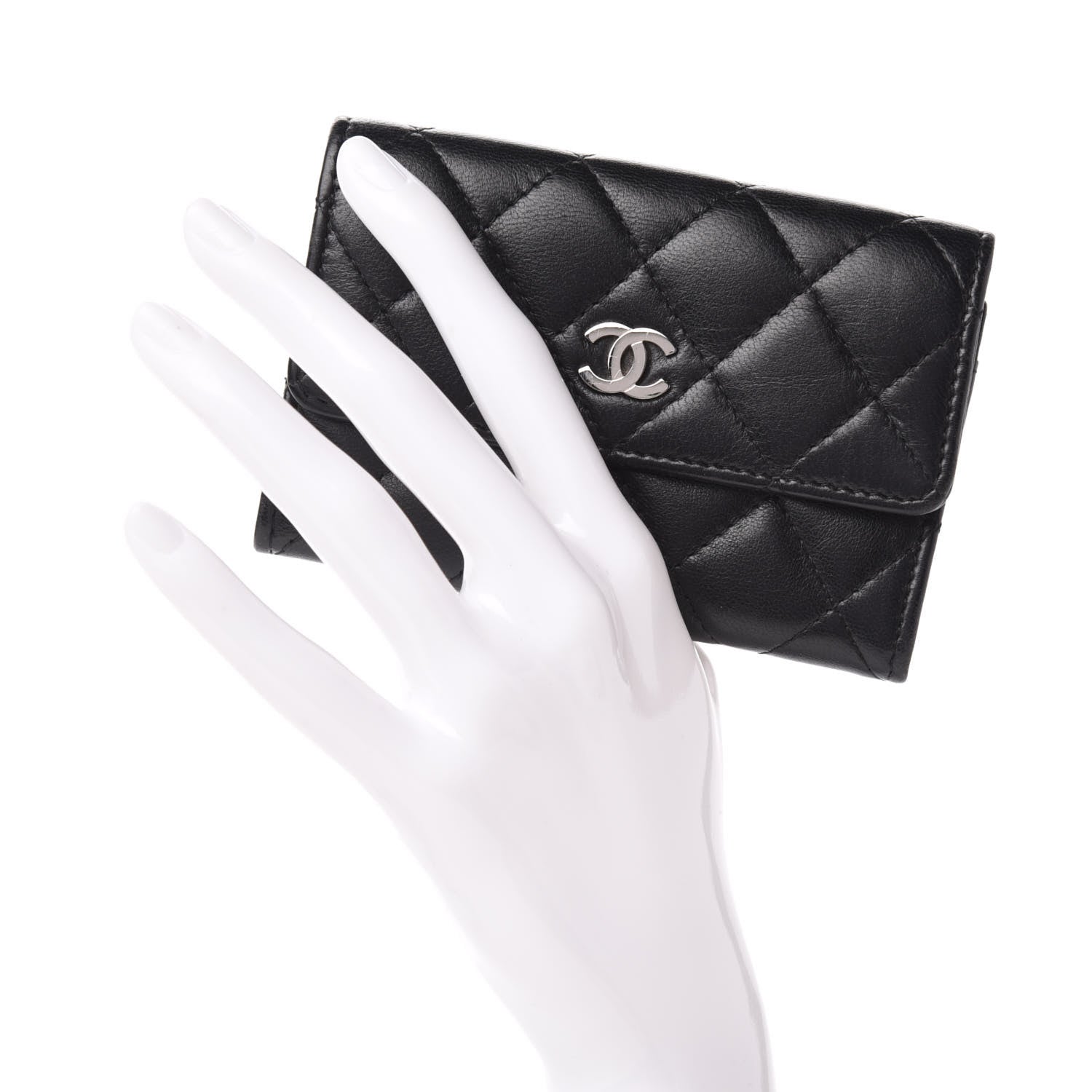 Chanel Lambskin Quilted Flap Card Holder Black 2 of 7