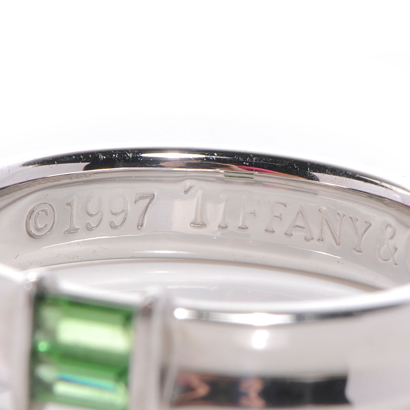 Tiffany 18k White Gold Green Tourmaline Stacking Ring 7.5 4 of 6