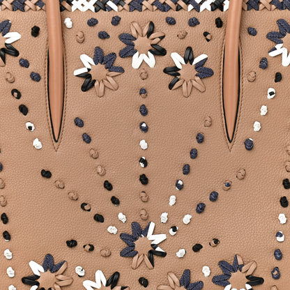 Christian Louboutin Calfskin Mexinodo Beaded Studded Triple Gusset Large Paloma Beige Blue 7 of 11