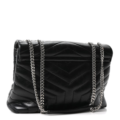 Saint Laurent Calfskin Y Quilted Monogram Medium Loulou Chain Satchel Black 2 of 9