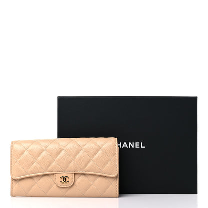 Chanel Caviar Quilted Large Gusset Flap Wallet Beige 11 of 11