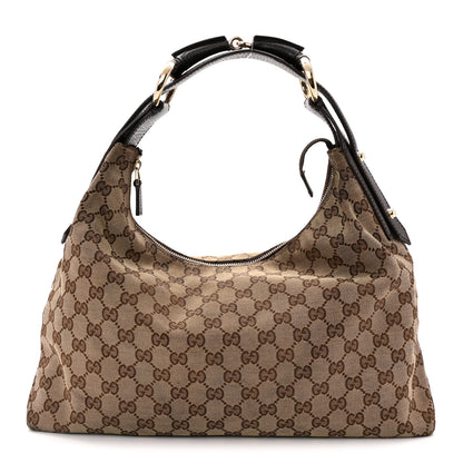 Gucci Monogram Medium Horsebit Chain Hobo Dark Brown 1 of 10