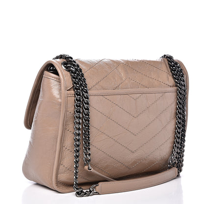 Saint Laurent Crinkled Calfskin Matelasse Monogram Medium Niki Chain Satchel Light Taupe 2 of 10