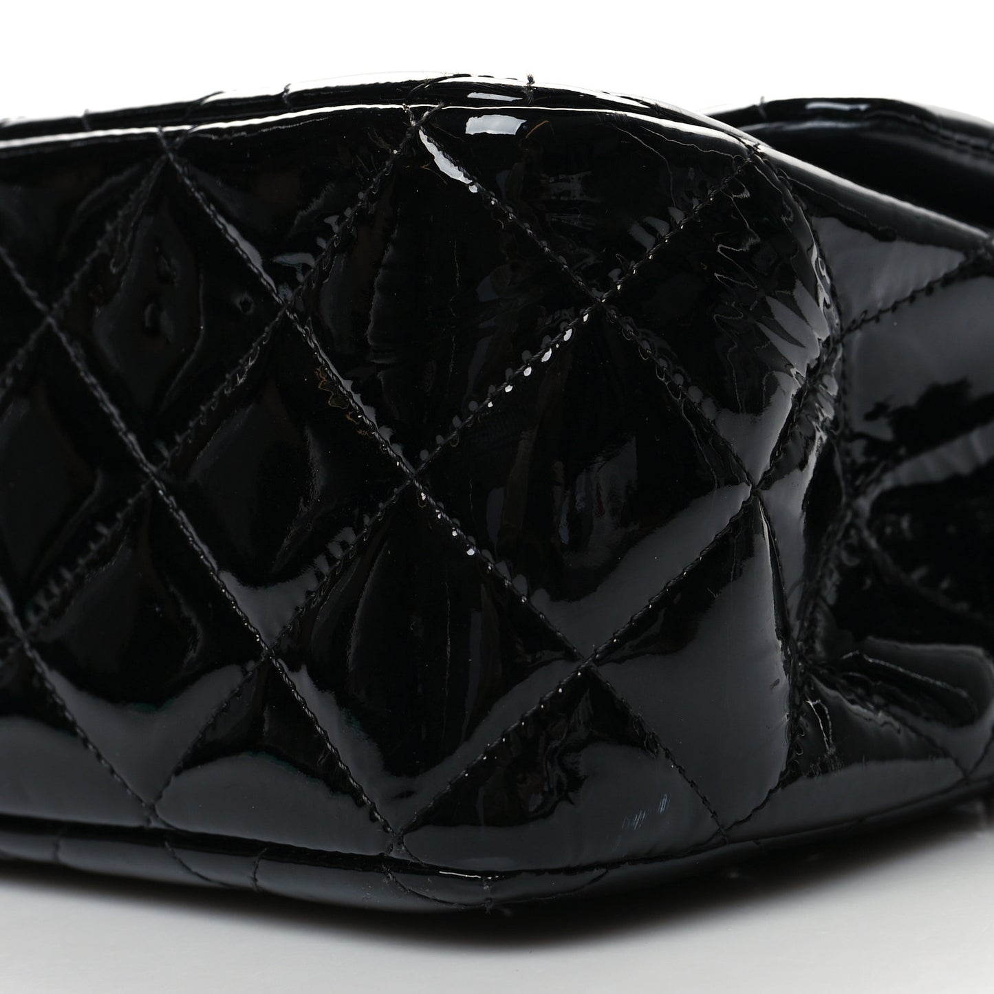 Patent Quilted Jumbo Double Flap Black