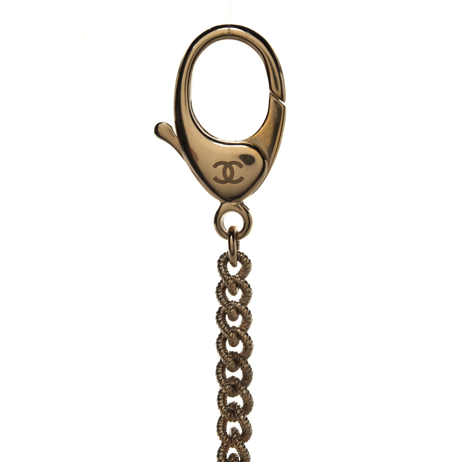 Chanel Metal Quilted CC Bag Charm Gold Pearly White 3 of 3