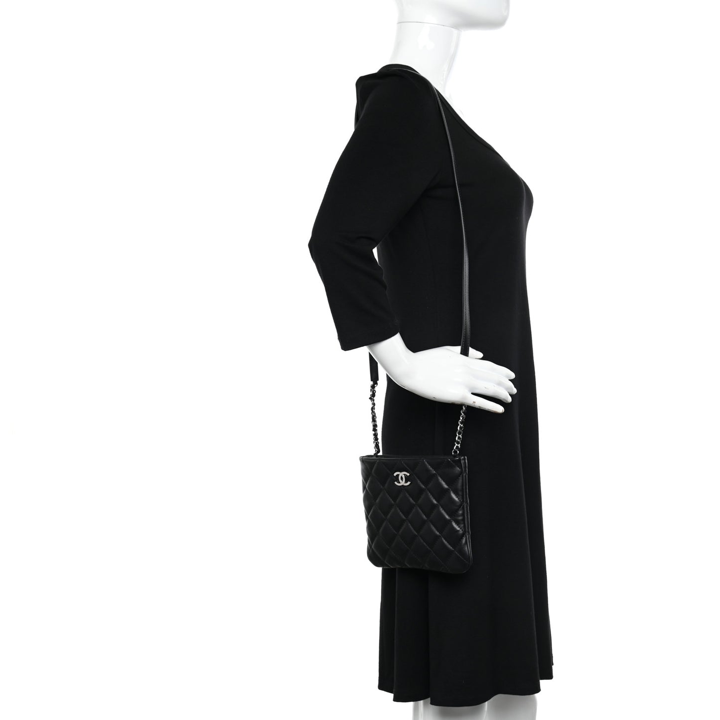 Lambskin Quilted Crossbody Bag Black