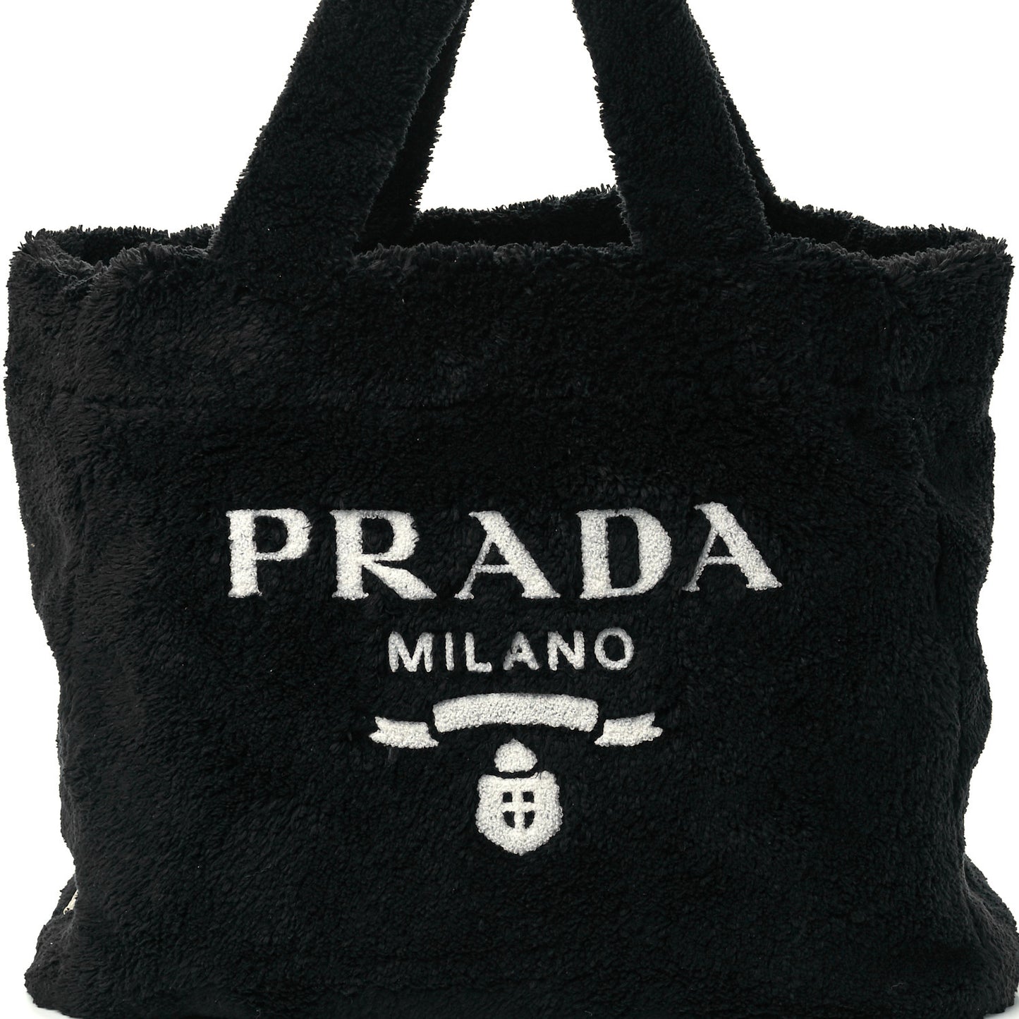 Terry Cloth Tote Bag Black White