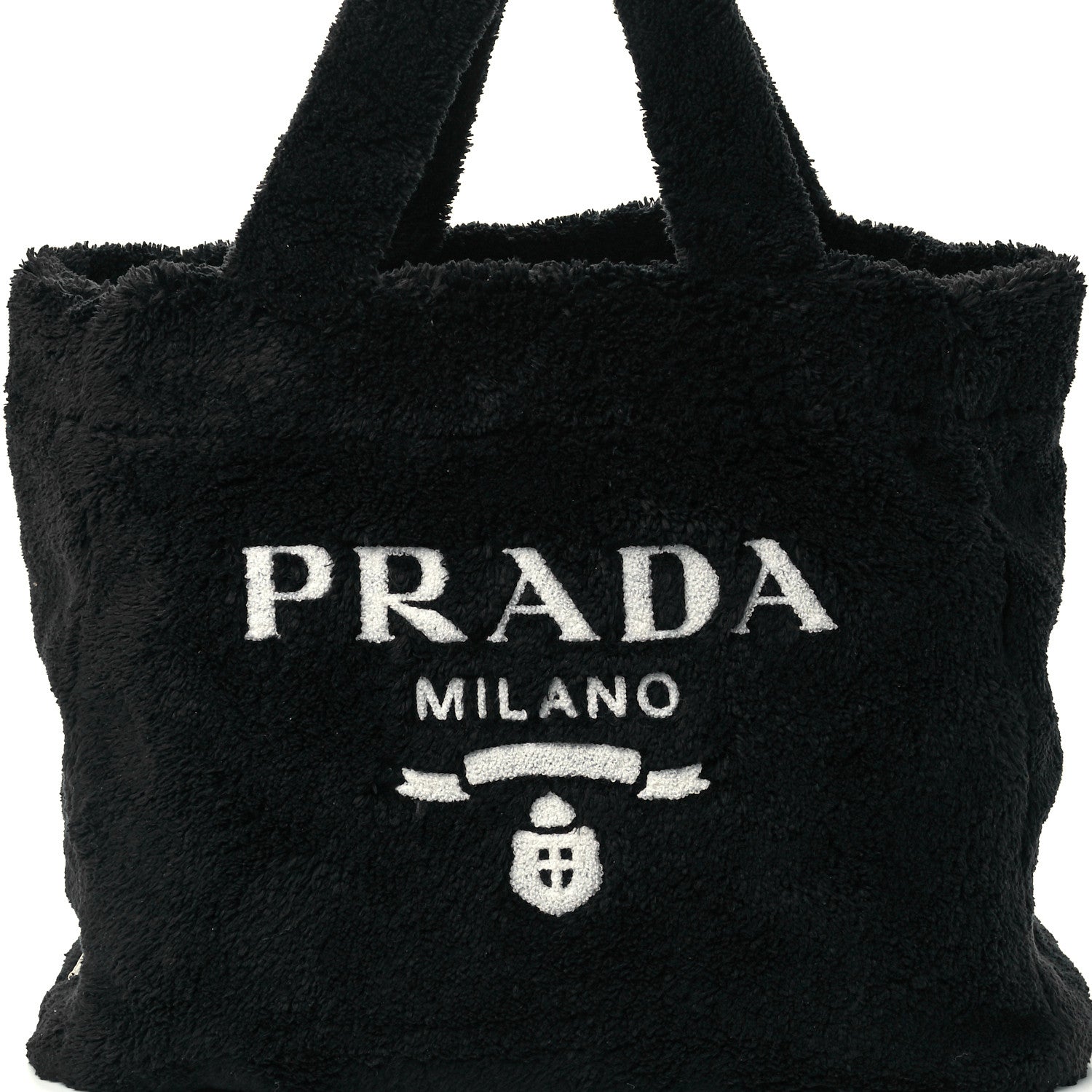 Prada Terry Cloth Tote Bag Black White 9 of 11