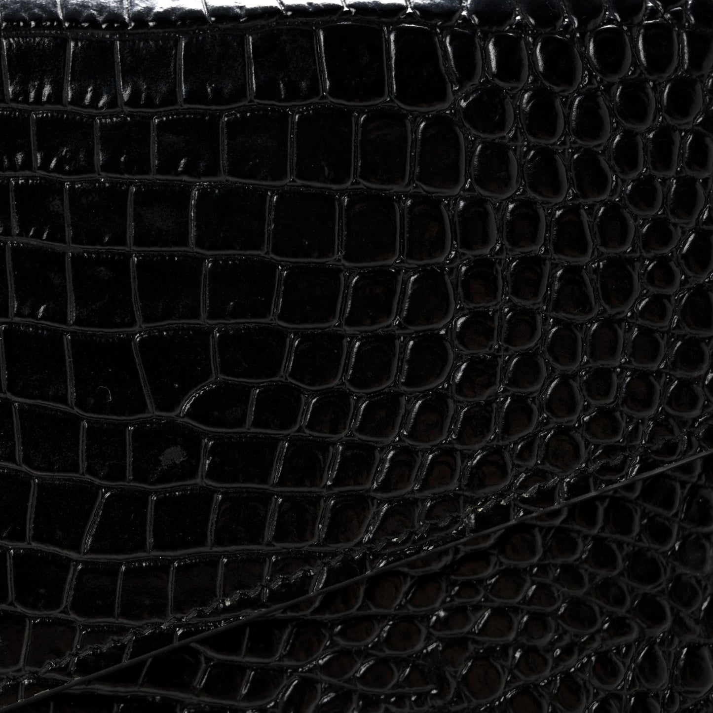 Calfskin Crocodile Embossed Uptown Monogram Clutch Black