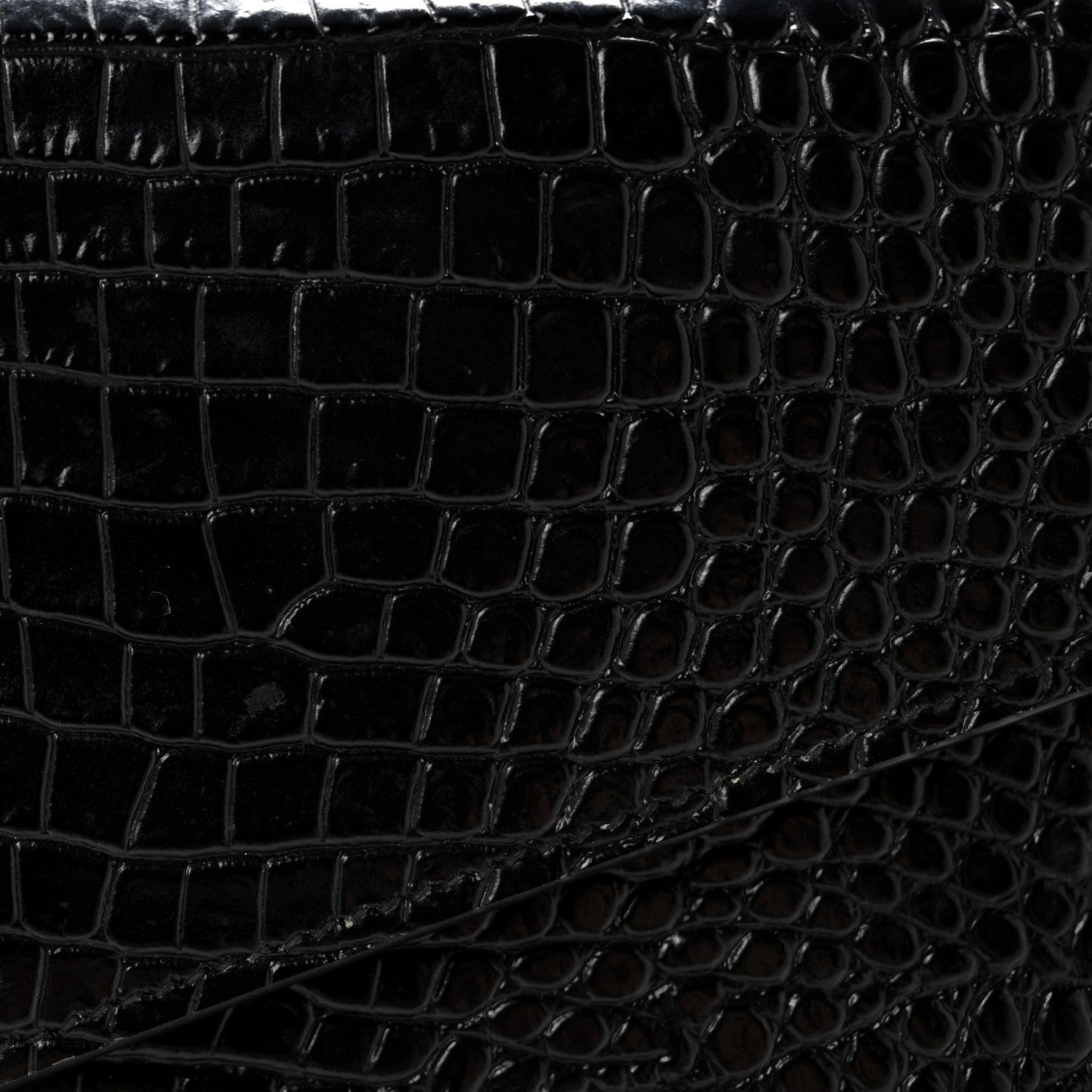 Saint Laurent Calfskin Crocodile Embossed Uptown Monogram Clutch Black 14 of 15