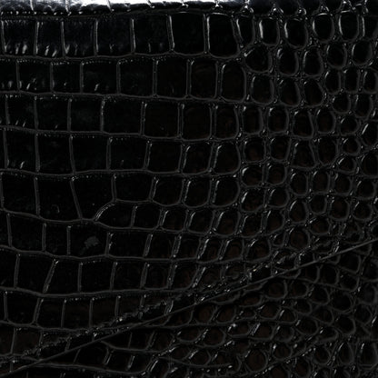 Saint Laurent Calfskin Crocodile Embossed Uptown Monogram Clutch Black 14 of 15