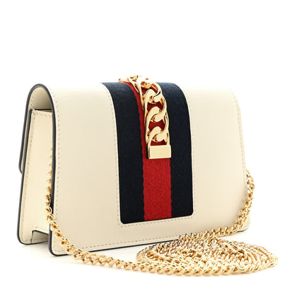 Gucci Calfskin Super Mini Sylvie Chain Shoulder Bag White 3 of 12