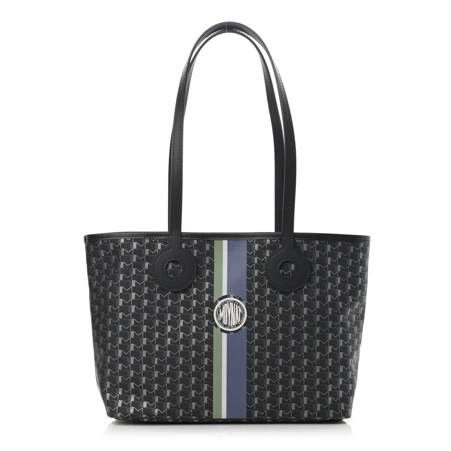 Moynat Grained Calfskin Canvas 1920 Oh! Tote Ruban PM Carbon Silver 1 of 11
