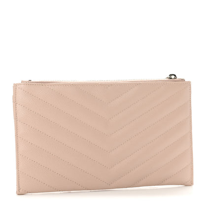 Saint Laurent Grain De Poudre Chevron Monogram Bill Pouch Marble Pink 3 of 10