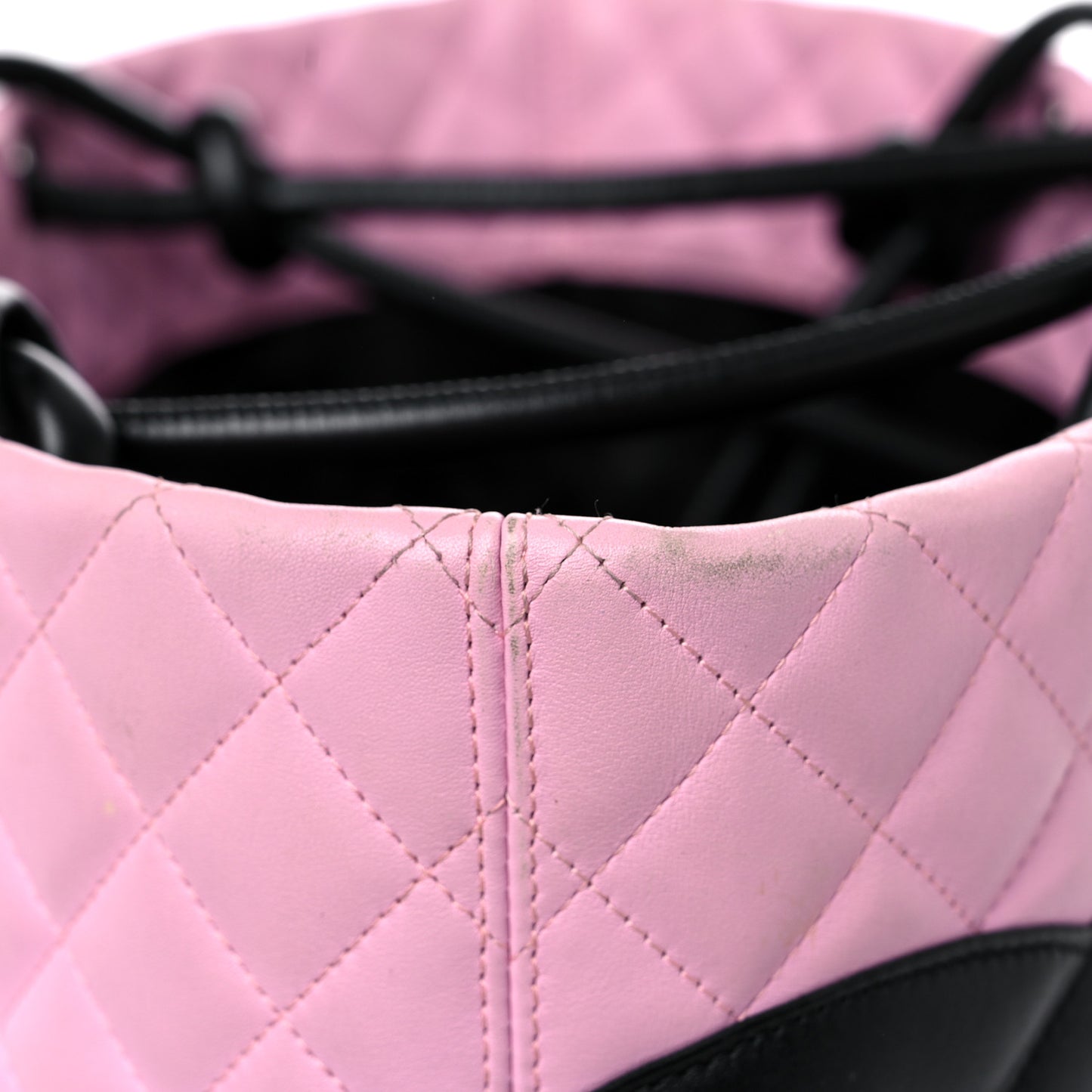 Calfskin Quilted Large Cambon Tote Pink Black