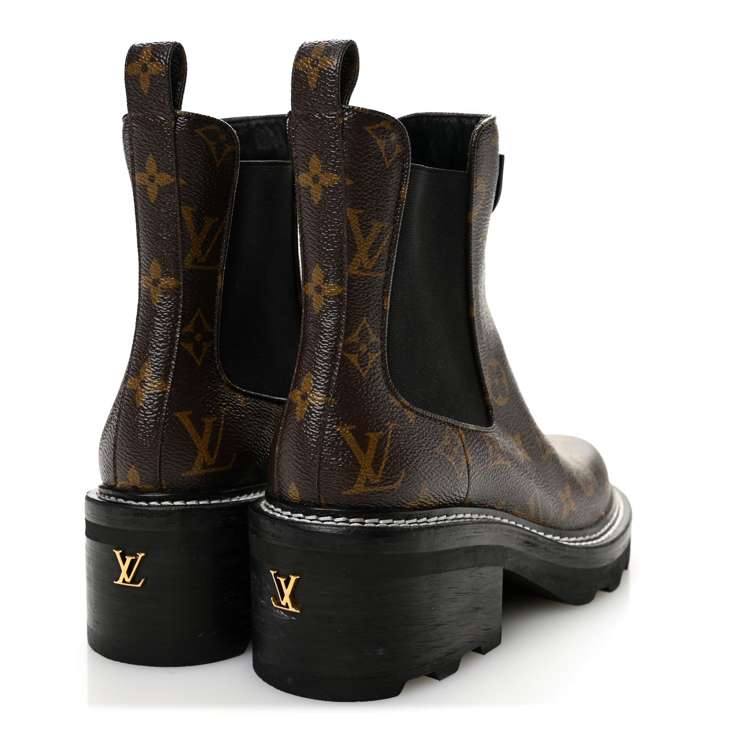Louis Vuitton Patent Monogram LV Beaubourg Ankle Boots 38.5 Black 5 of 9