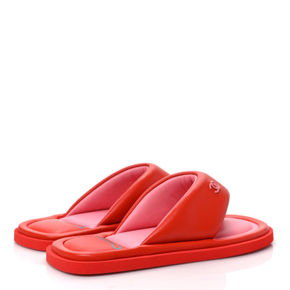 Chanel Lambskin Padded Pool Thong Sandals 38 Light 38 Red Pink 4 of 9