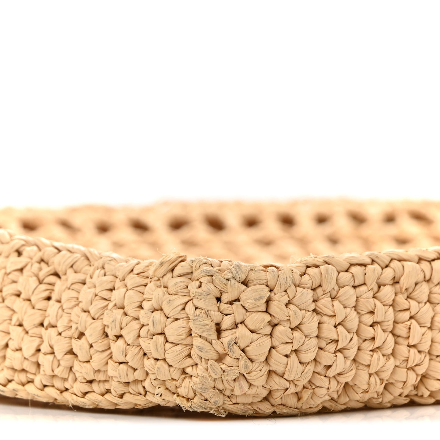 Yarn Raffia Effect Crochet Logo Embroidered Tote Bag Naturale