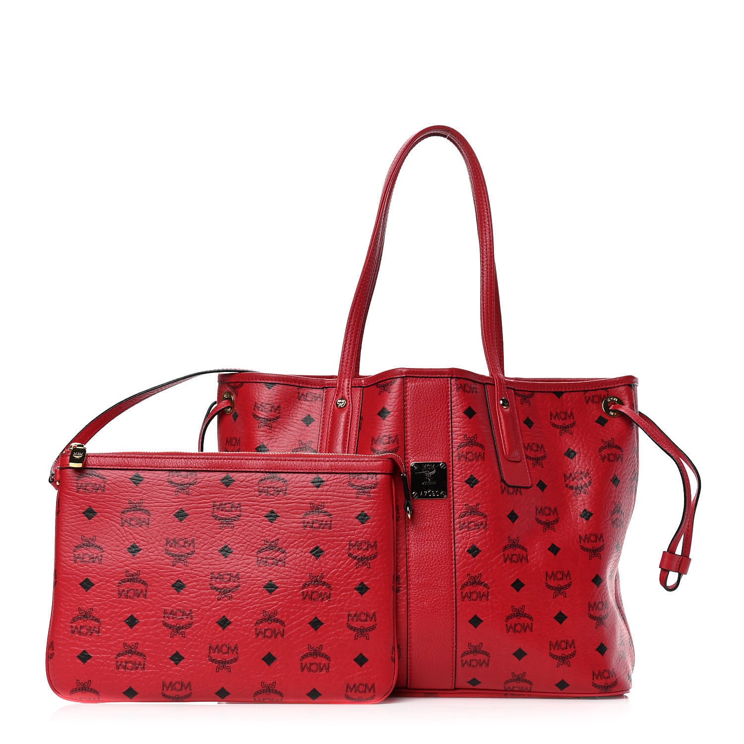 MCM Visetos Medium Liz Reversible Shopper Tote Ruby Red 1 of 5