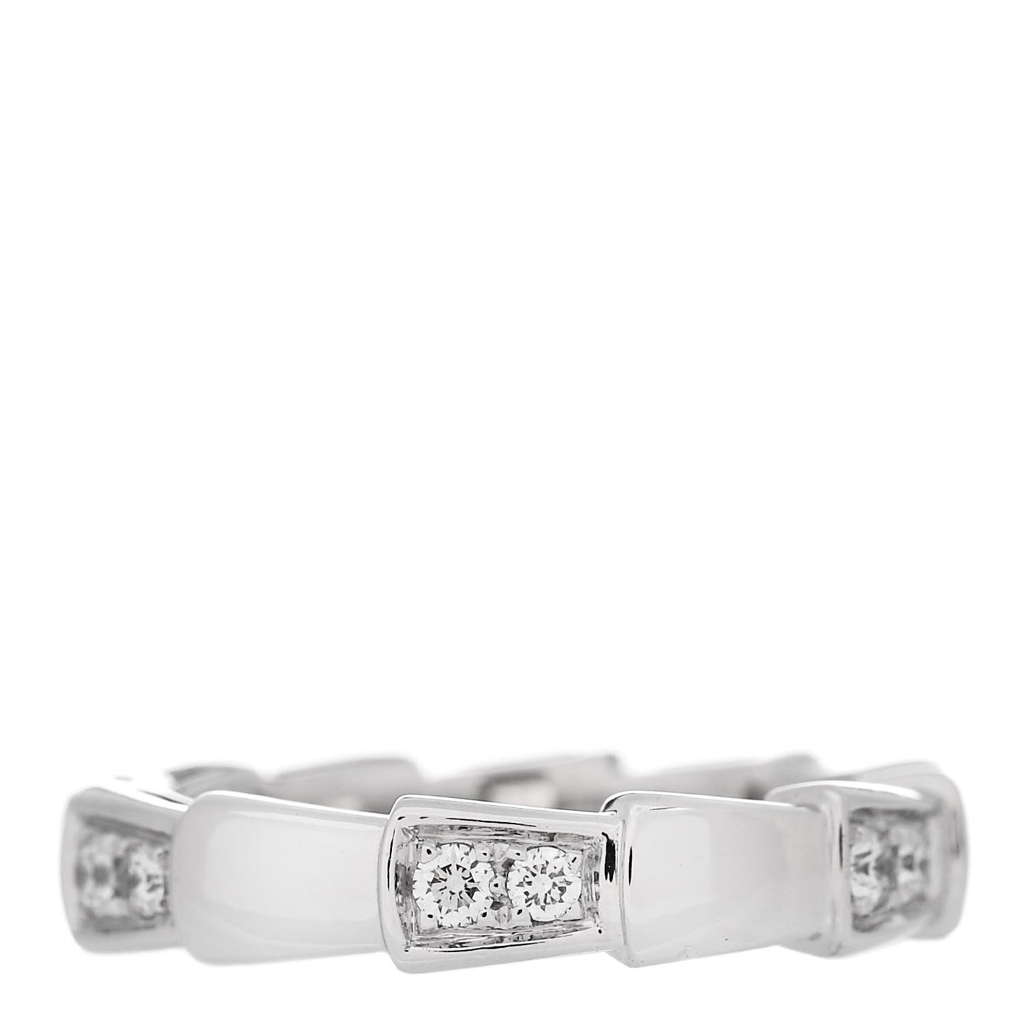 18K White Gold Diamond Serpenti Viper Band Ring 46 3.75