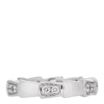 Bulgari 18K White Gold Diamond Serpenti Viper Band Ring 46 3.75 3 of 6