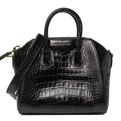 Givenchy Calfskin Crocodile Embossed Mini Antigona Black 1 of 8