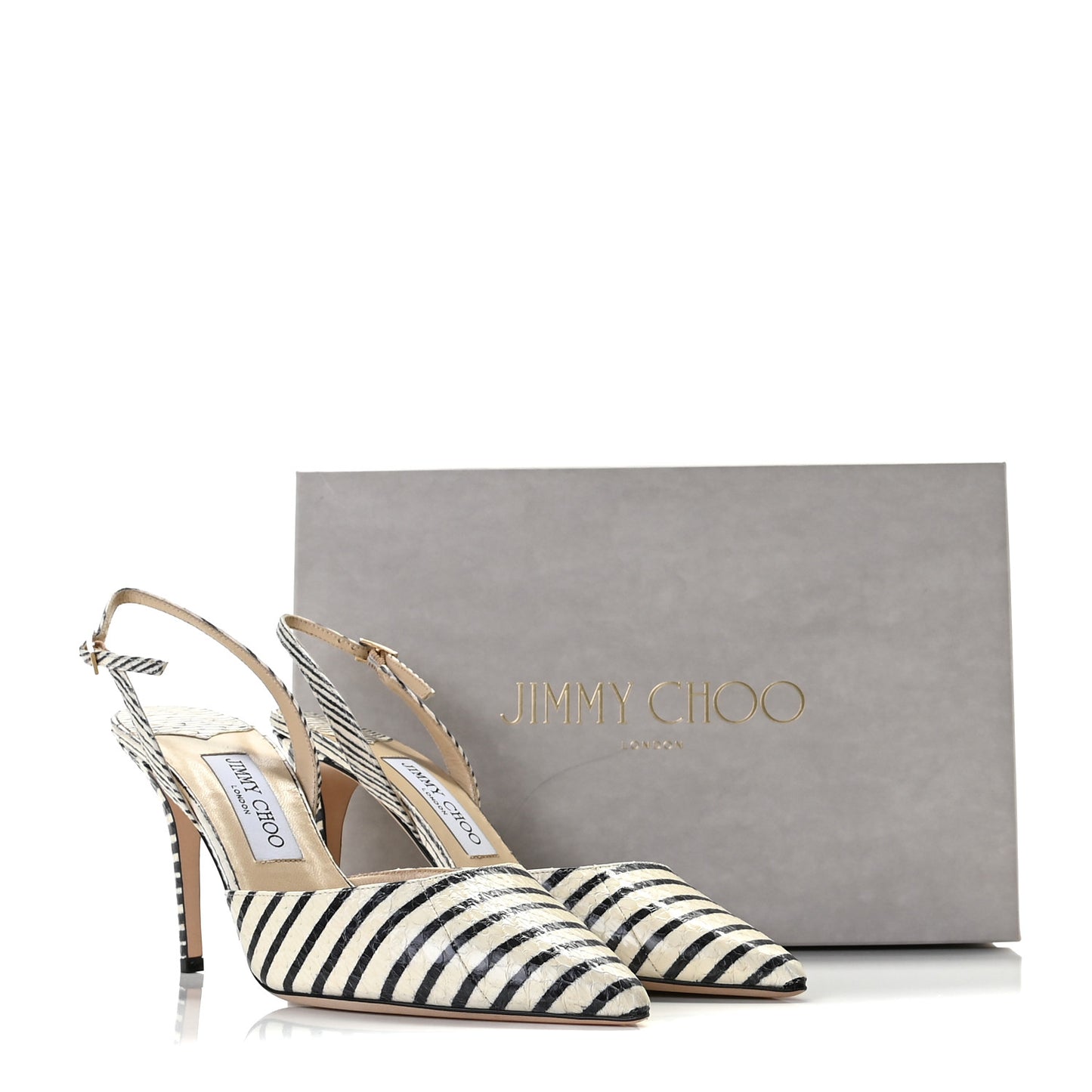 Elaphe Striped Tilly 100 Pumps 39 Black Off White