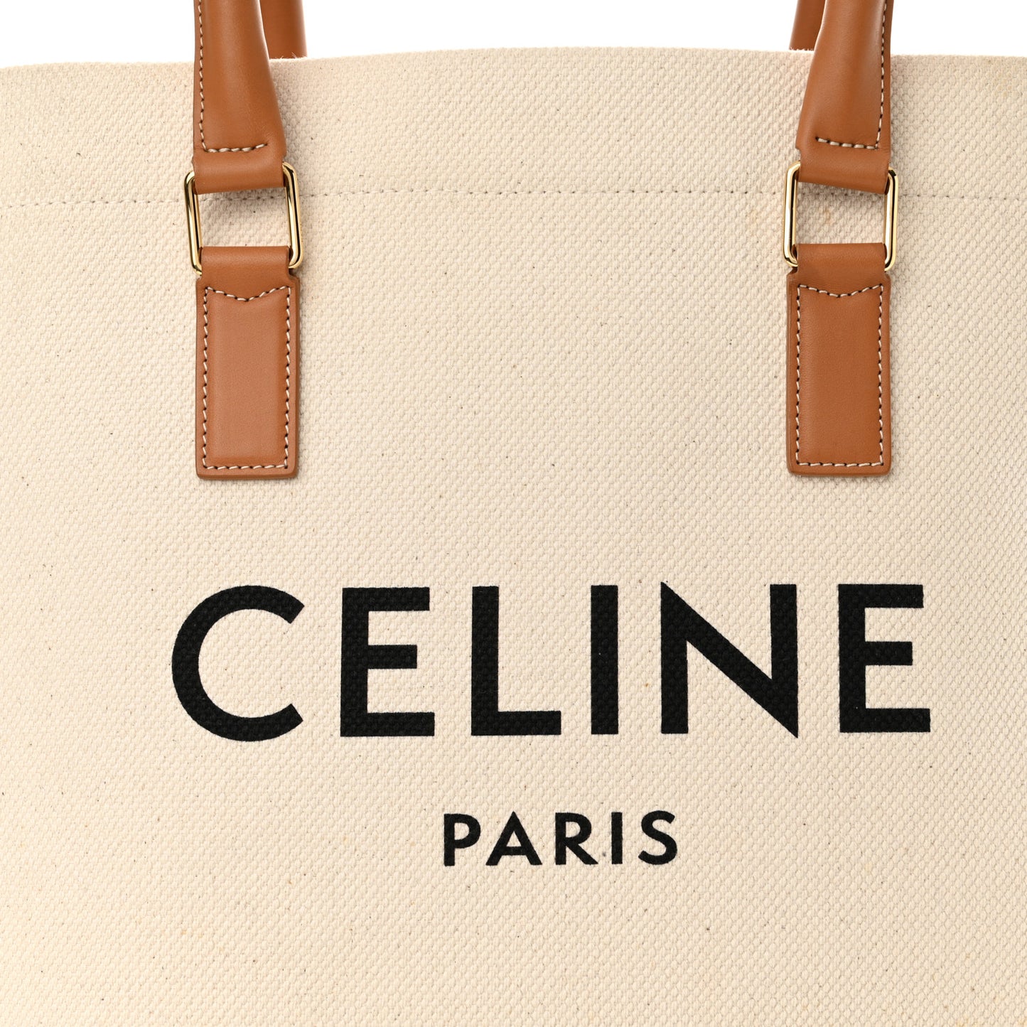 Canvas Calfskin Logo Print Small Horizontal Cabas Natural Tan