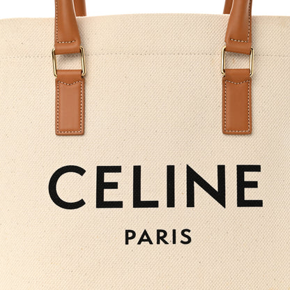 Celine Canvas Calfskin Logo Print Small Horizontal Cabas Natural Tan 8 of 16