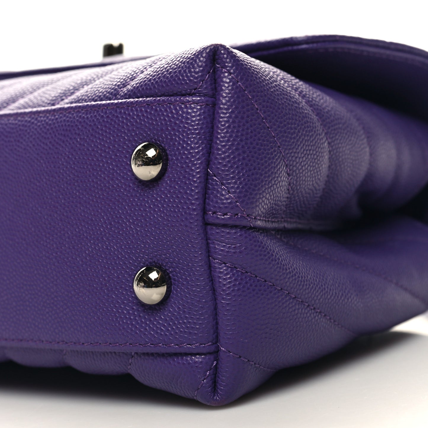 Caviar Chevron Quilted Mini Coco Handle Flap Purple