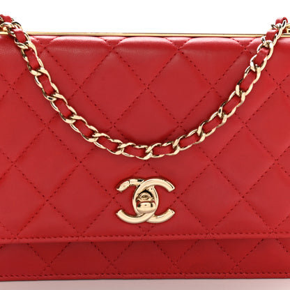 Chanel Lambskin Quilted Trendy CC Wallet On Chain WOC Red 17 of 23