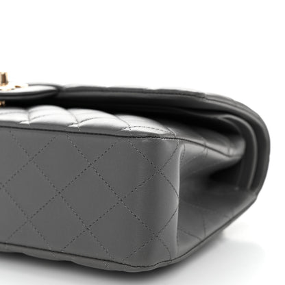 Chanel Lambskin Quilted Medium Double Flap Dark Grey 9 of 10