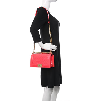 Chanel Patent Quilted Medium Boy Flap Pink 2 of 10