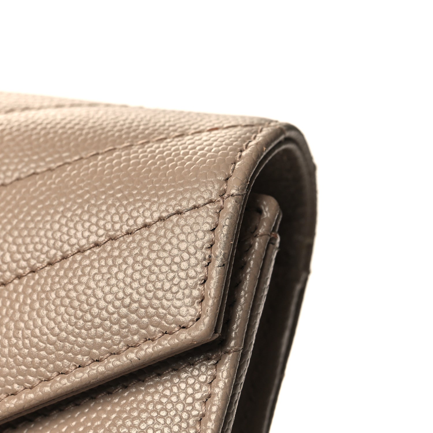 Saint Laurent Grain De Poudre Matelasse Chevron Monogram Flap Wallet Dark Beige 12 of 12